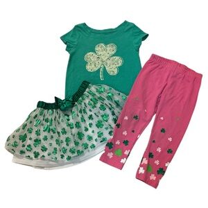 ST Patricks day Lucky Clovers 2T three pieces outfit